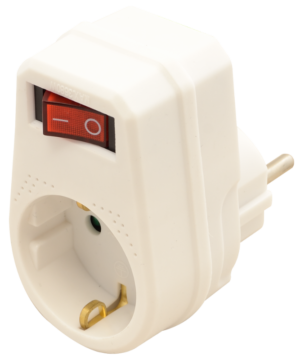 Adapter za utičnicu sa sklopkom, bijeli - KACS1 - (m)